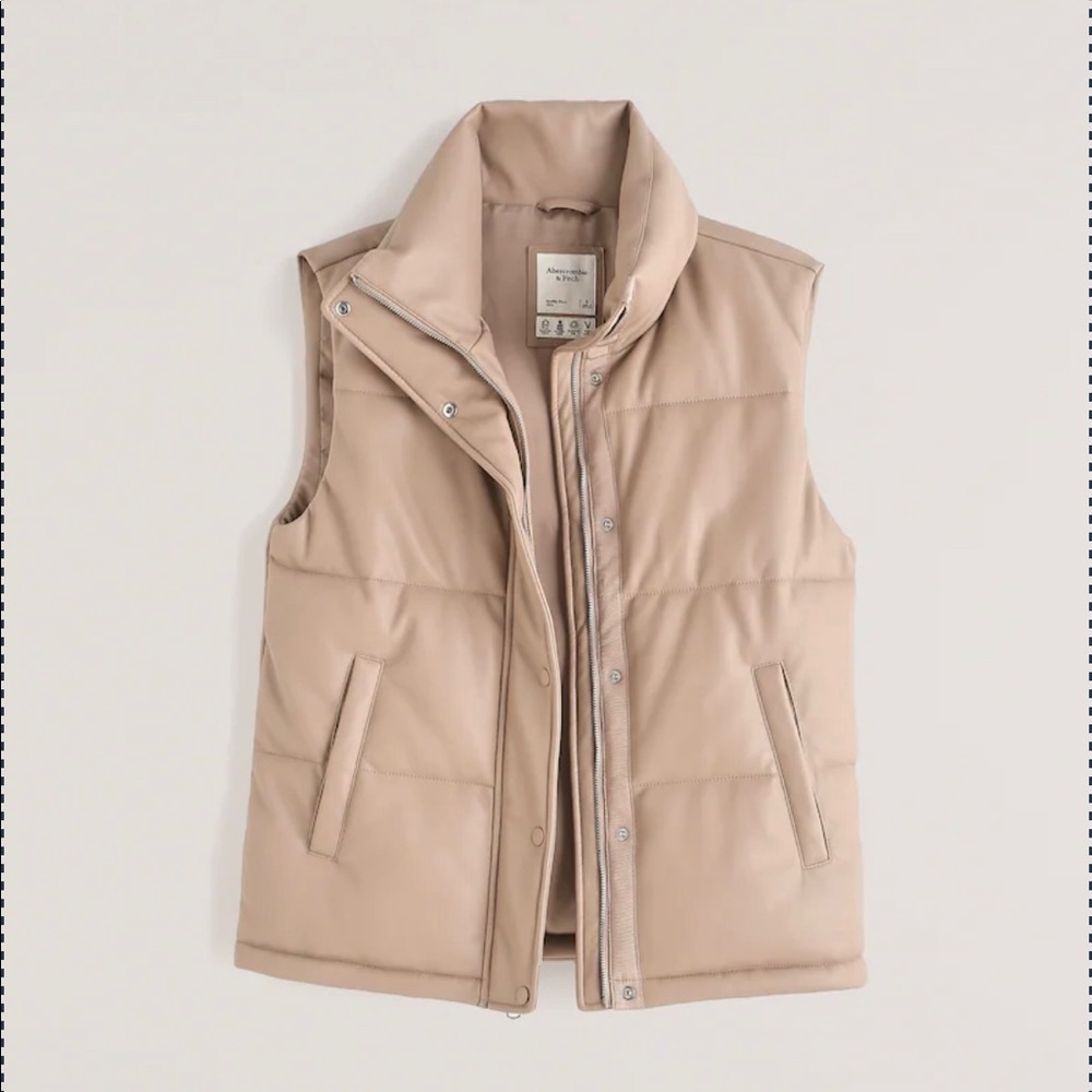 A&F Vegan Leather Puffer Vest